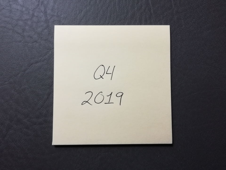 Q4 2019 Sticky Note